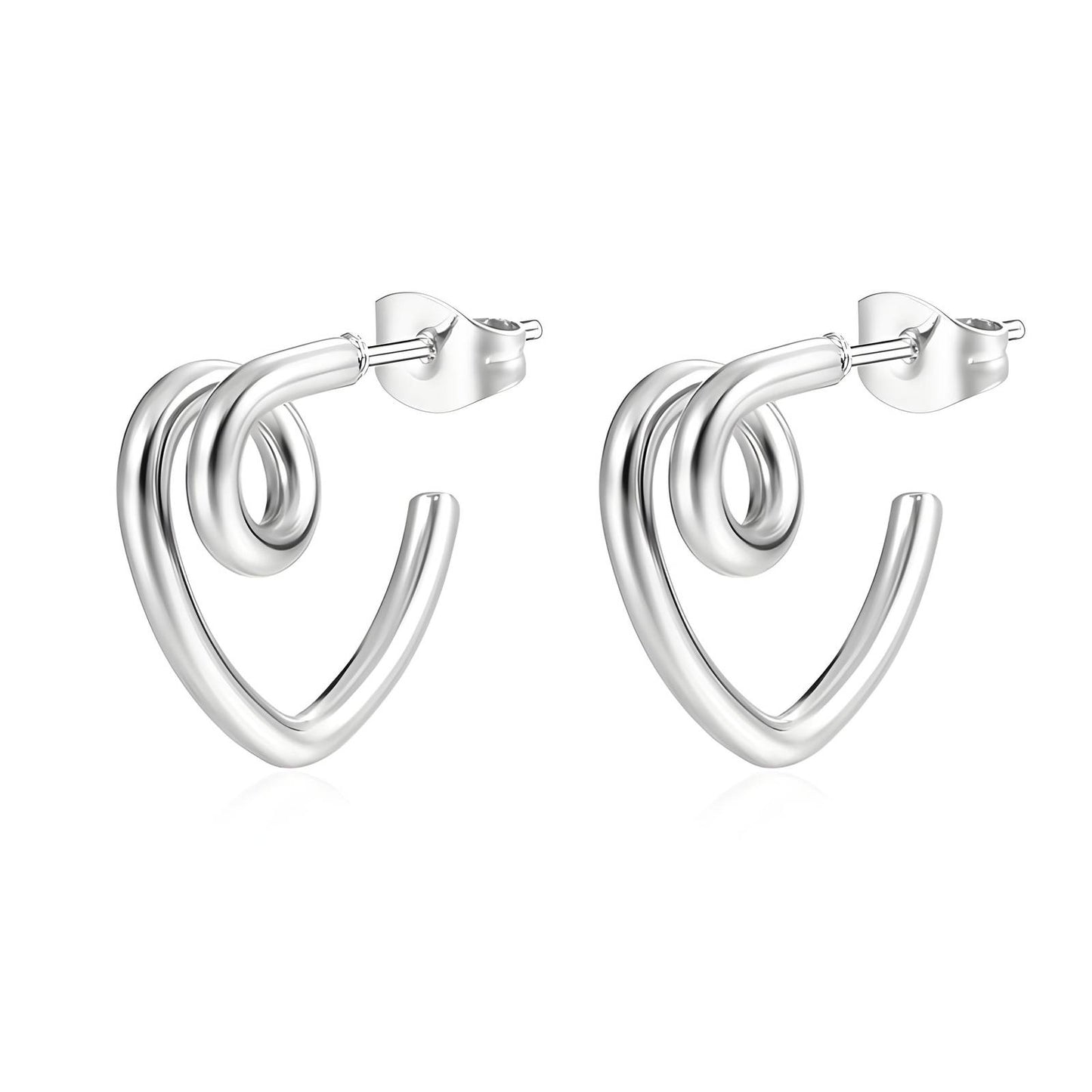 Aretes corazón en plata SS