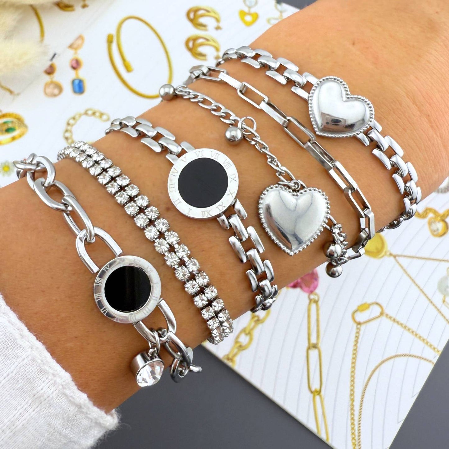 Pulsera corazones SS