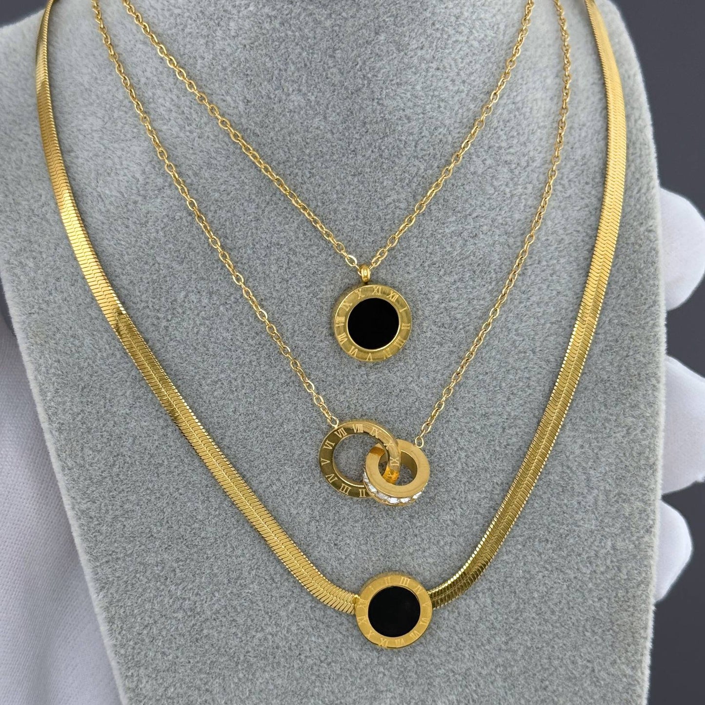 Cadena con Circulo reversible oro SS
