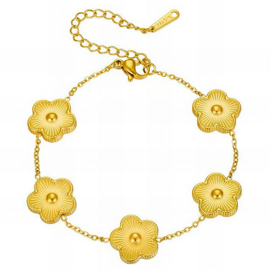 Pulsera flores SS oro