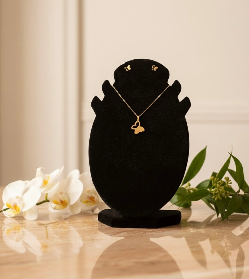 Cadena y pantallas mariposa en oro SS